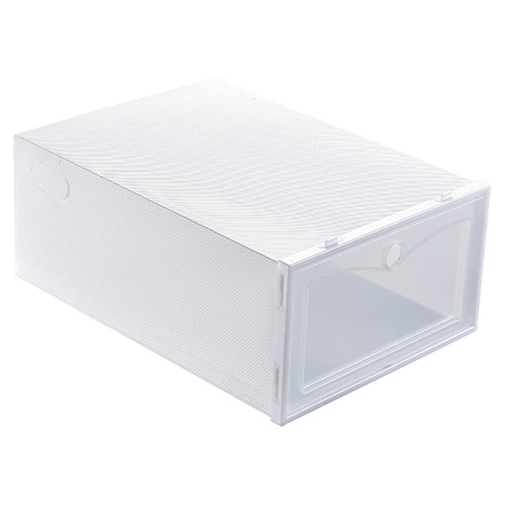 Cabilock 24pcs Transparent Shoes Storage Box Stackable Thicken Shoe Organizer for Closet Container for Spaces White