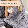 Adyrescia Chunky Knit Blanket Throw | 100% Hand Knit with Jumbo Chenille Yarn (40"x50", Lilac Gray) view 3