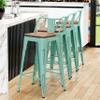 Alunaune 26" Metal Bar Stools Set of 4 Counter Height Barstools Industrial Counter Stool Kitchen Bar Chairs Modern Wood Seat-Distressed Blue view 4