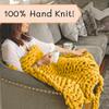 Adyrescia Chunky Knit Blanket Throw | 100% Hand Knit with Jumbo Chenille Yarn (40"x50", Harvest Yellow) view 3