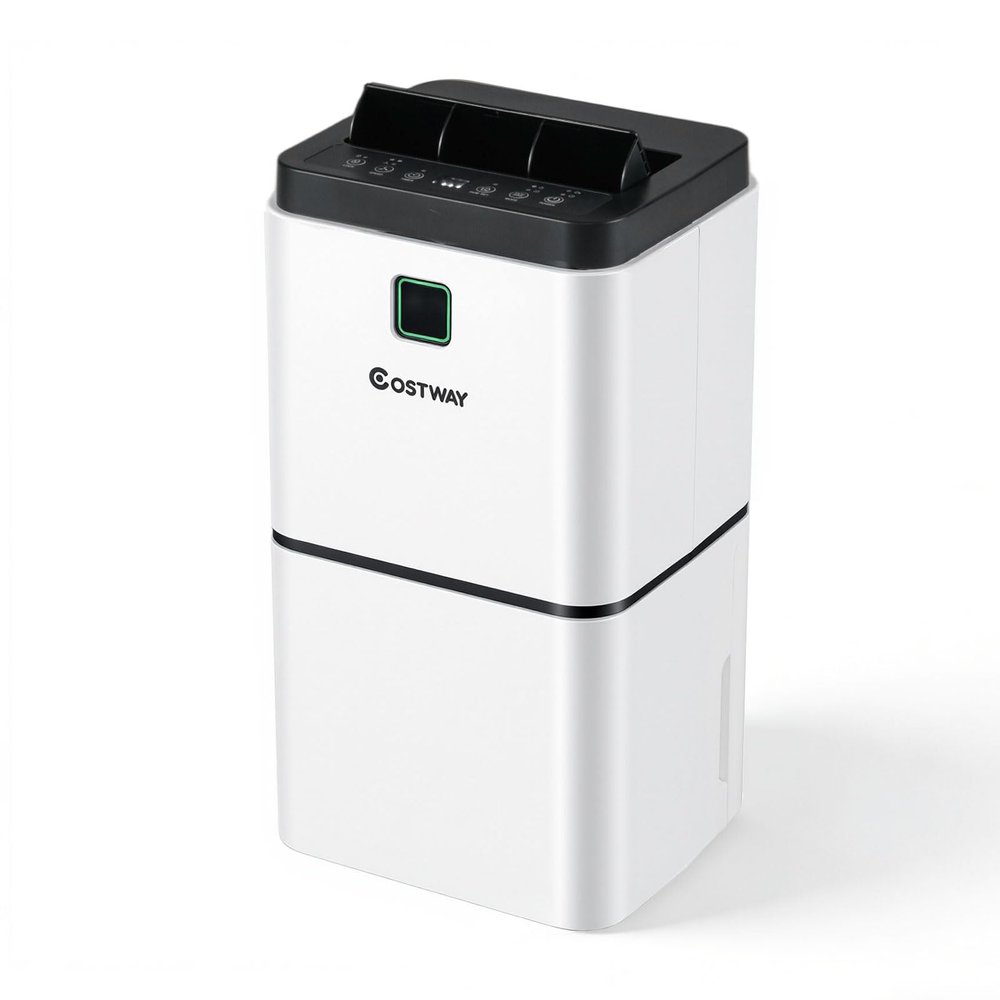 COSTWAY Dehumidifier for Large Room & Basements, 1500 Sq. Ft Portable 30 Pints Dehumidifier with 3 Color LED Light, 3 Modes, 2 Speeds, 12H Timer, Auto or Manual Drainage