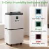 COSTWAY Dehumidifier for Large Room & Basements, 1500 Sq. Ft Portable 30 Pints Dehumidifier with 3 Color LED Light, 3 Modes, 2 Speeds, 12H Timer, Auto or Manual Drainage view 4