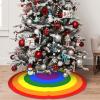 48" Christmas Tree Skirt, Rainbow Rings Xmas Tree Skirt for Christmas Decorations Skirt Xmas Holiday New Year Party Tree Mat Decor Indoor Outdoor view 1