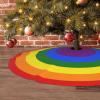 48" Christmas Tree Skirt, Rainbow Rings Xmas Tree Skirt for Christmas Decorations Skirt Xmas Holiday New Year Party Tree Mat Decor Indoor Outdoor view 4