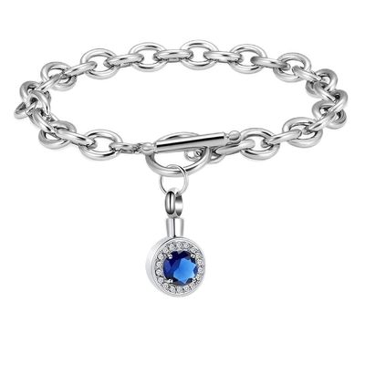 BAOWIQI Urn Bracelet Steel Shining Glass Circular Urn Pet/Human Cremation Bracelet Cremation Jewelry for Ashes