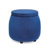 Edeco Storage Ottoman with Removable Lid, Velvet Round Footrest Stool Fabric Toy Chest Footstool for Living Room Bed Room (Blue) view 1