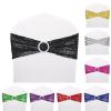 Dimatic 25 PCS Stretch Sequin Chair Sashes Chair Stretchy Spandex Bands for Wedding Reception Events Banquets Chairs Decoration (Black) view 2
