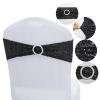 Dimatic 25 PCS Stretch Sequin Chair Sashes Chair Stretchy Spandex Bands for Wedding Reception Events Banquets Chairs Decoration (Black) view 3
