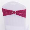 Dimatic 50 PCS Stretch Sequin Chair Sashes Chair Stretchy Spandex Bands for Wedding Reception Events Banquets Chairs Decoration (Magenta) view 1