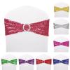 Dimatic 50 PCS Stretch Sequin Chair Sashes Chair Stretchy Spandex Bands for Wedding Reception Events Banquets Chairs Decoration (Magenta) view 2
