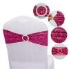 Dimatic 50 PCS Stretch Sequin Chair Sashes Chair Stretchy Spandex Bands for Wedding Reception Events Banquets Chairs Decoration (Magenta) view 3