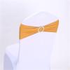 50 PCS Stretch Chair Sashes Bows Chair Bands with Buckle for Wedding Reception Hotel Banquet Birthday Party Decorations (Gold) view 1