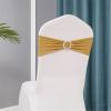 50 PCS Stretch Chair Sashes Bows Chair Bands with Buckle for Wedding Reception Hotel Banquet Birthday Party Decorations (Gold) view 2
