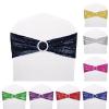 Dimatic 25 PCS Stretch Sequin Chair Sashes Chair Stretchy Spandex Bands for Wedding Reception Events Banquets Chairs Decoration (Navy) view 2