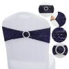 Dimatic 25 PCS Stretch Sequin Chair Sashes Chair Stretchy Spandex Bands for Wedding Reception Events Banquets Chairs Decoration (Navy) view 3