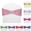 10 PCS Stretch Sequin Chair Sashes Chair Stretchy Spandex Bands for Wedding Reception Events Banquets Chairs Decoration (Pink) view 2