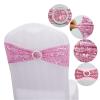 10 PCS Stretch Sequin Chair Sashes Chair Stretchy Spandex Bands for Wedding Reception Events Banquets Chairs Decoration (Pink) view 3