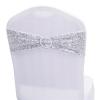 Dimatic 25 PCS Stretch Sequin Chair Sashes Chair Stretchy Spandex Bands for Wedding Reception Events Banquets Chairs Decoration (Silver) view 1