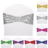 Dimatic 25 PCS Stretch Sequin Chair Sashes Chair Stretchy Spandex Bands for Wedding Reception Events Banquets Chairs Decoration (Silver) view 2
