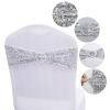 Dimatic 25 PCS Stretch Sequin Chair Sashes Chair Stretchy Spandex Bands for Wedding Reception Events Banquets Chairs Decoration (Silver) view 3