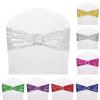 Dimatic 25 PCS Stretch Sequin Chair Sashes Chair Stretchy Spandex Bands for Wedding Reception Events Banquets Chairs Decoration (White) view 2