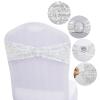 Dimatic 25 PCS Stretch Sequin Chair Sashes Chair Stretchy Spandex Bands for Wedding Reception Events Banquets Chairs Decoration (White) view 3