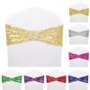 Dimatic 25 PCS Stretch Sequin Chair Sashes Chair Stretchy Spandex Bands for Wedding Reception Events Banquets Chairs Decoration (Gold) view 2