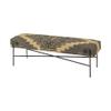 HomeRoots Black Rectangular Metal/Antiqued-Nickel Toned Base W/Upholstered Tan Pattered Seat Accent Bench view 1