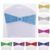 Dimatic 10 PCS Stretch Sequin Chair Sashes Chair Stretchy Spandex Bands for Wedding Reception Events Banquets Chairs Decoration (Azure) view 2