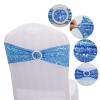 Dimatic 10 PCS Stretch Sequin Chair Sashes Chair Stretchy Spandex Bands for Wedding Reception Events Banquets Chairs Decoration (Azure) view 3