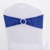 Dimatic 50 PCS Stretch Sequin Chair Sashes Chair Stretchy Spandex Bands for Wedding Reception Events Banquets Chairs Decoration (Blue) view 1