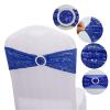 Dimatic 50 PCS Stretch Sequin Chair Sashes Chair Stretchy Spandex Bands for Wedding Reception Events Banquets Chairs Decoration (Blue) view 3