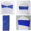 Dimatic 50 PCS Stretch Sequin Chair Sashes Chair Stretchy Spandex Bands for Wedding Reception Events Banquets Chairs Decoration (Blue) view 4