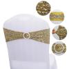 Dimatic 25 PCS Stretch Sequin Chair Sashes Chair Stretchy Spandex Bands for Wedding Reception Events Banquets Chairs Decoration (Champagne) view 3