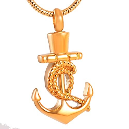 TIANZXS Stainless Steel Anchor Shape Cremation Memorial Pendant for Ashes Urn Keepsake Souvenir Jewelry Gold
