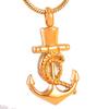 TIANZXS Stainless Steel Anchor Shape Cremation Memorial Pendant for Ashes Urn Keepsake Souvenir Jewelry Gold view 1