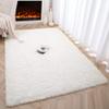 Foxmas Large Area Rugs for Living Room Bedroom 6x9 Feet, Fluffy Kids Room Plush Shaggy Nursery Rug Furry Throw Carpets for Boys Girls, College Dorm Fuzzy Rugs Home Decorate Rug, Cream view 3