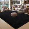 Foxmas Large Area Rugs for Living Room Bedroom 6x9 Feet, Fluffy Kids Room Plush Shaggy Nursery Rug Furry Throw Carpets for Boys Girls, College Dorm Fuzzy Rugs Home Decorate Rug, Black view 1