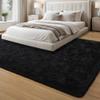 Foxmas Large Area Rugs for Living Room Bedroom 6x9 Feet, Fluffy Kids Room Plush Shaggy Nursery Rug Furry Throw Carpets for Boys Girls, College Dorm Fuzzy Rugs Home Decorate Rug, Black view 2
