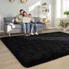 Foxmas Large Area Rugs for Living Room Bedroom 6x9 Feet, Fluffy Kids Room Plush Shaggy Nursery Rug Furry Throw Carpets for Boys Girls, College Dorm Fuzzy Rugs Home Decorate Rug, Black view 4