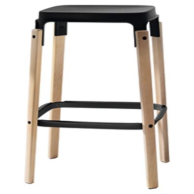 Magis Japan SD770 Steel Wood Stool H78 Stool, 15.4 x 15.4 x 30.7 inches (39 x 39 x 78 cm), Natural Beach/Black