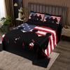 American Flag Bedspread Set Queen Size for Kids,Boys Army Soldier Silhouette Quilt Set Retro Pattern Bedspread Coverlet Black Tie-dye Bedspread 3 Piece Decorative Bedding Quilted with 2 Pillow Shams view 1