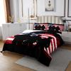 American Flag Bedspread Set Queen Size for Kids,Boys Army Soldier Silhouette Quilt Set Retro Pattern Bedspread Coverlet Black Tie-dye Bedspread 3 Piece Decorative Bedding Quilted with 2 Pillow Shams view 2