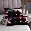 American Flag Bedspread Set Queen Size for Kids,Boys Army Soldier Silhouette Quilt Set Retro Pattern Bedspread Coverlet Black Tie-dye Bedspread 3 Piece Decorative Bedding Quilted with 2 Pillow Shams view 3