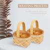 4pcs Wicker Basket with Handles Simple Hand-Woven Baskets Handwoven Basket for Picnics, Gifts, Fall, Home Decor (3.5 x 2.5 Inch) view 2
