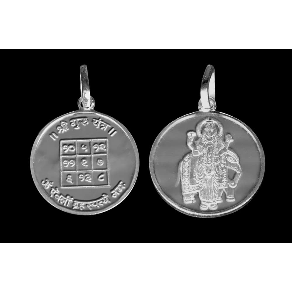 Guru Graha / Jupiter Planet Yantra Pendant in Pure Silver 999 Blessed and Energized Navgraha Planetary Locket