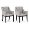 Signature Design by Ashley Burkhaus Traditional Dining Upholstered Arm Chair, 2 Count, Gray & Dark Brown view 1
