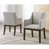 Signature Design by Ashley Burkhaus Traditional Dining Upholstered Arm Chair, 2 Count, Gray & Dark Brown view 2