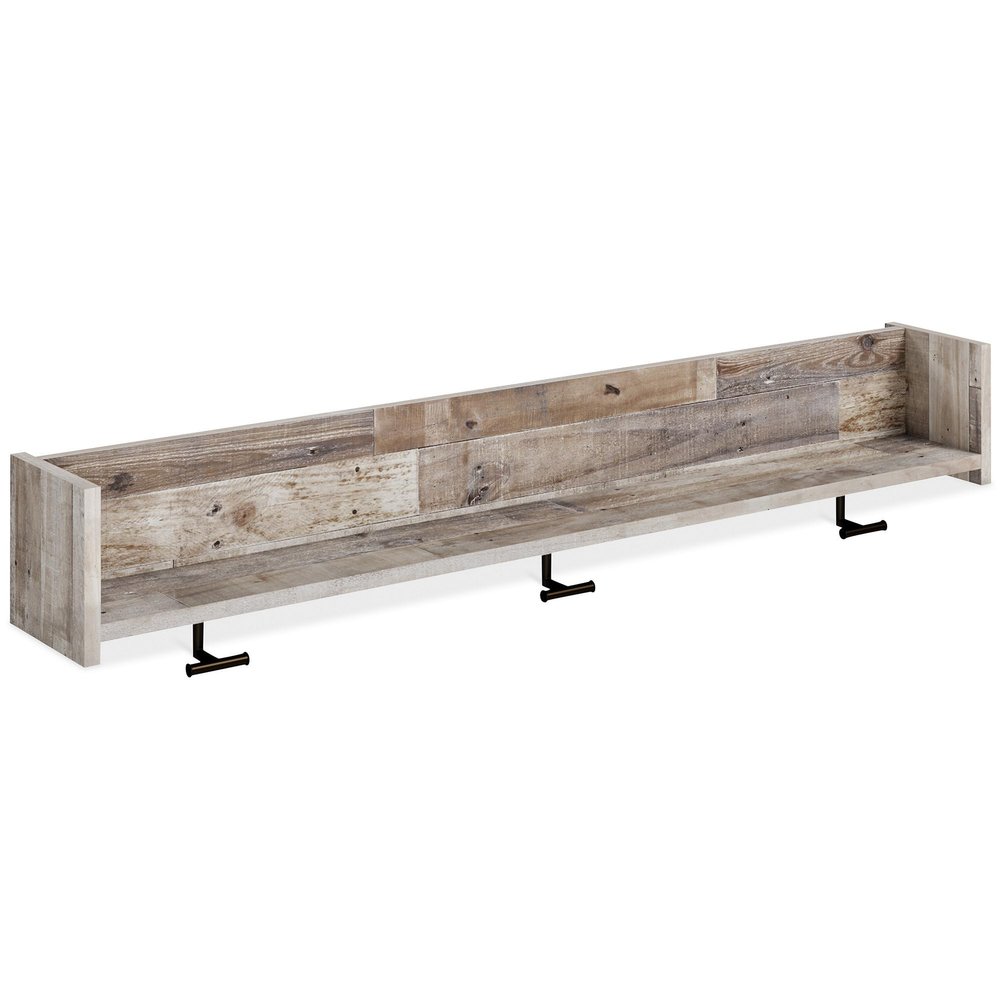 Signature Design by Ashley Neilsville Wall Mounted Coat Rack with Shelf, Whitewash