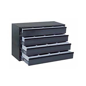 CRAFTLINE Modular Shallow 4 Drawer Rack Cabinet with Trays Black